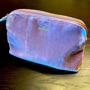 Kate Spade pink velvet cosmetic bag